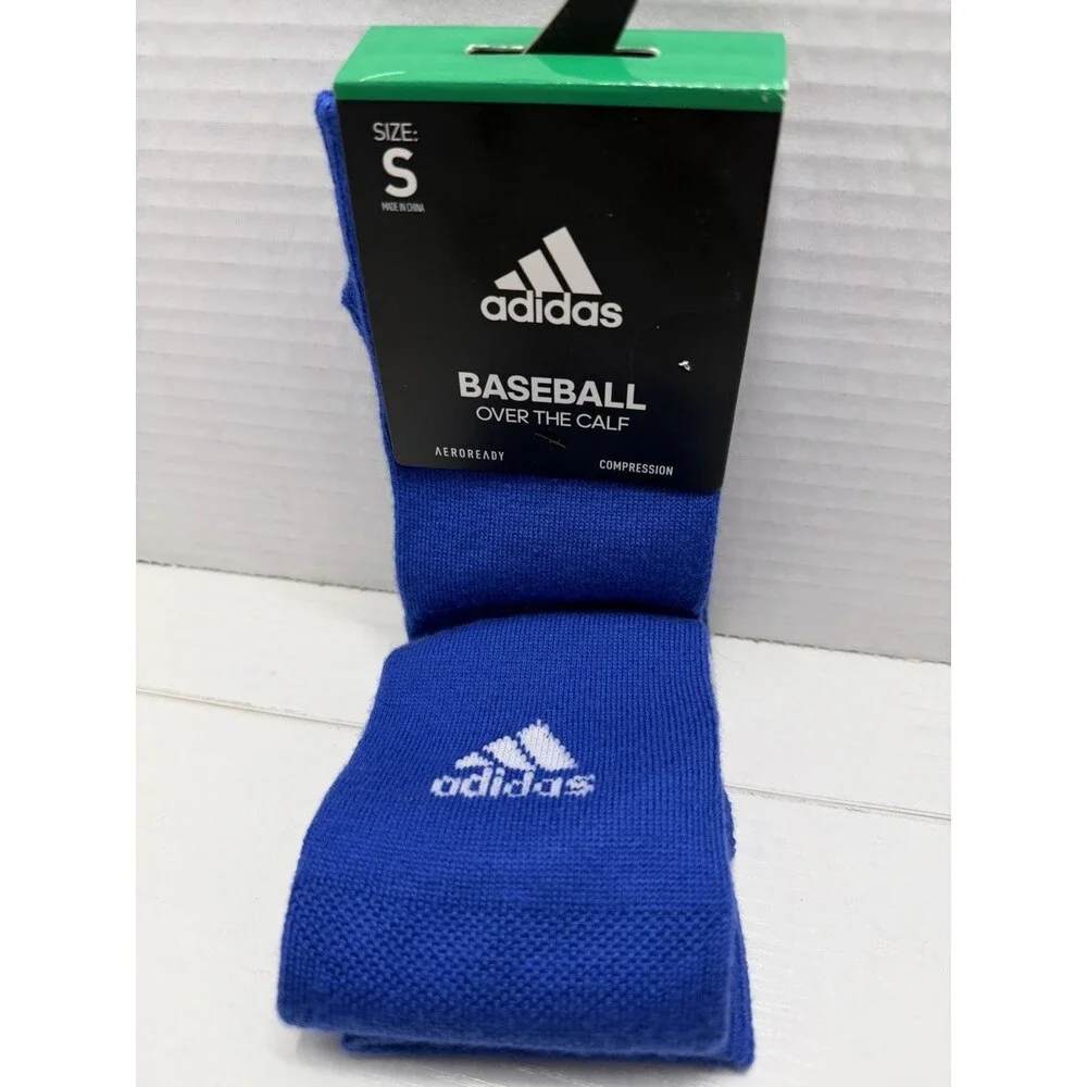Adidas Baseball Socks Small Blue Over The Calf Mens Compression AEROREADY New